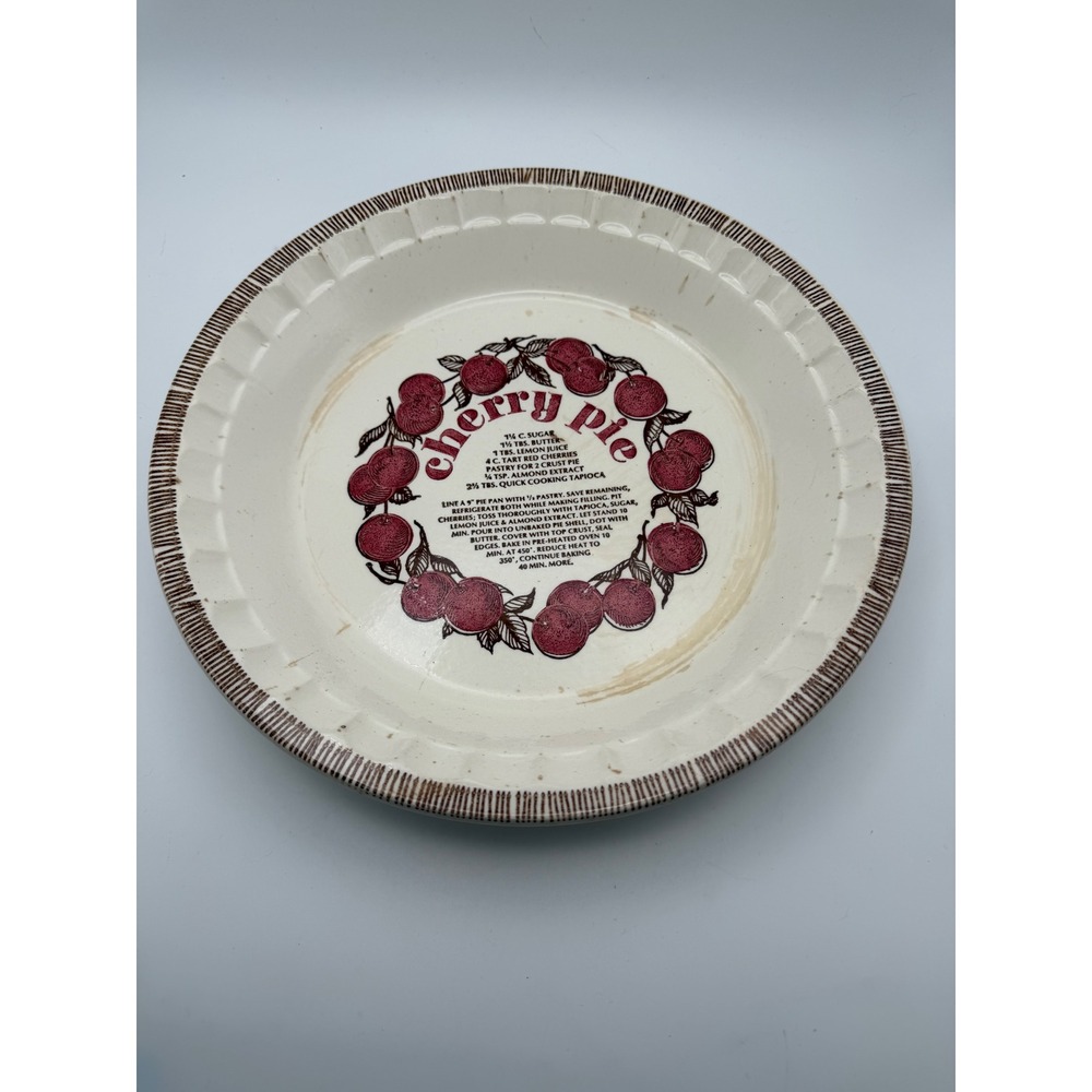 Royal China Jeannette Cherry Pie Dish Vintage Ceramic Recipe Baker 10 Inch USA